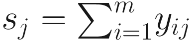 $$ {s}_j={\sum}_{i=1}^m{y}_{ij} $$