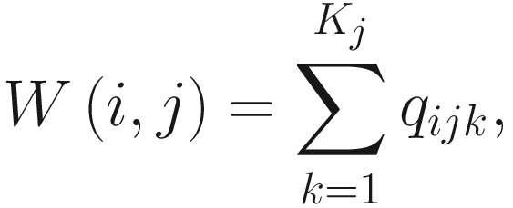 $$ W\left(i,j\right)=\sum \limits_{k=1}^{K_j}{q}_{ijk}, $$