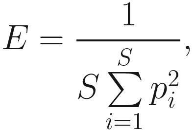 $$ E=\frac{1}{S\sum \limits_{i=1}^S{p}_i^2}, $$