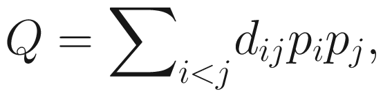 $$ Q={\sum}_{i&lt;j}{d}_{ij}{p}_i{p}_j, $$