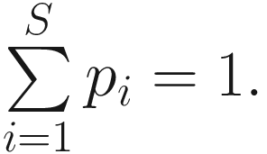 $$ \sum \limits_{i=1}^S{p}_i=1. $$